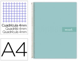 Cuaderno espiral Liderpapel Crafty A4 tapa extradura 80h 90g c/4mm. color turquesa